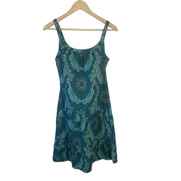 PrAna Blue/Green Tiered Tank Dress W/Shelf Bra Sz S - Picture 1 of 7